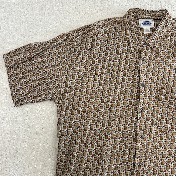 NAK Men’s Short Sleeve 100% Rayon XL Button Down Lightweight Print Dress Shirt - Picture 3 of 12